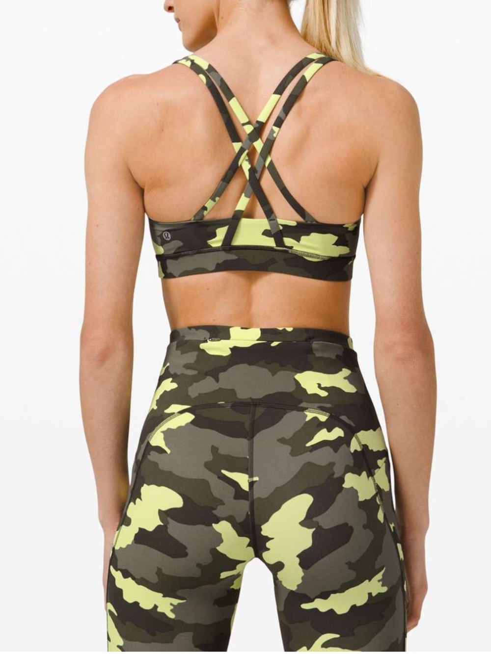 Women’s Lululemon Energy Bra *Medium Support, B-D Cup Green Camo Size 8